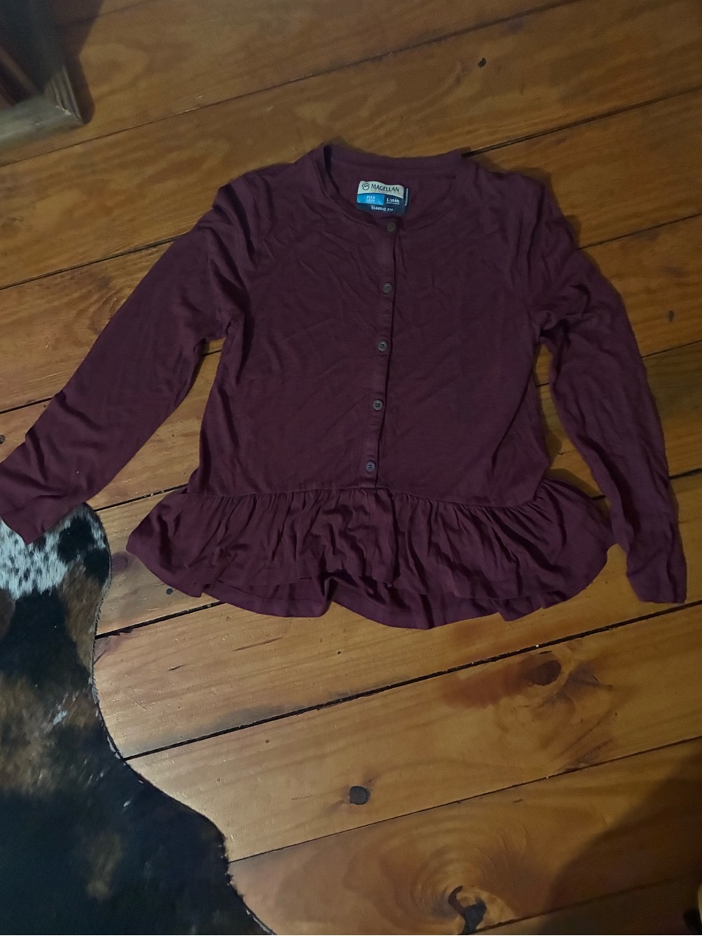 Magellan Kids Burgundy Ruffled Button-Front Top